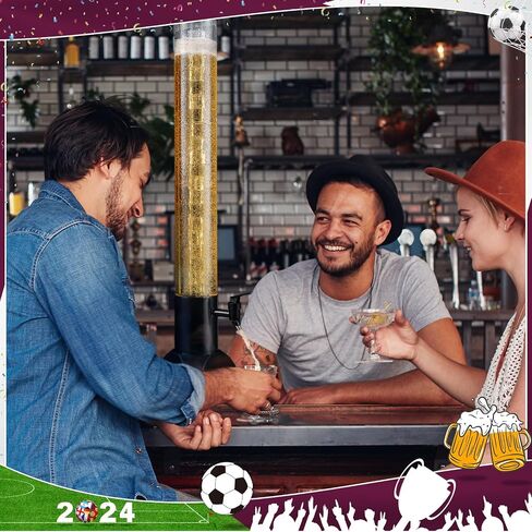 2PCS Drink Tower, 1.5L Mimosa Tower Dispenser With Ice Tube and Led Light, Tabletop Beer Dispenser 1.58 Qt./50oz, Ideal for Parties Bars Pubs Restaurants in Kuwait