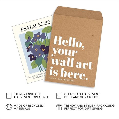 L&B CREATIONS Christian Aesthetic Room Decor - Set of 4 Flower Market Psalm Bible Verse Wall Art Prints Mid Century Modern Style - Gifts for Christian Women & Teen Girls (Unframed 8x10) in Saudi Arabia