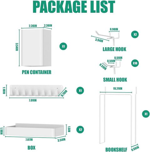Metal Pegboard Combination Kit, 4 Pegboards and 17 Accessories Modular Hanging for Wall Organizer, Crafts Organization, Ornaments Display, 24" x 24", White | Metal Peg Board in Saudi Arabia