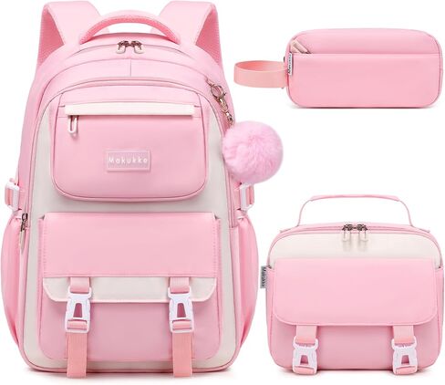 Makukke School Backpack for Girls Book Bag Set, School Bag for Teens Girls Kid Children Elementary Middle School Student, Waterproof in Kuwait