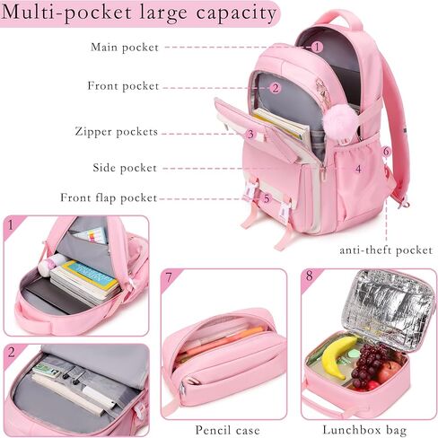 Makukke School Backpack for Girls Book Bag Set, School Bag for Teens Girls Kid Children Elementary Middle School Student, Waterproof in Kuwait