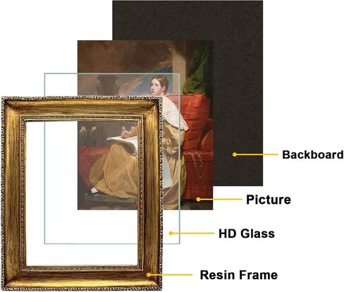 Vintage Picture Frame 8x10 Inch, Antique Ornate Photo Frames with Glass Front, Brushed Design, Tabletop & Wall Hanging, Photo Gallery, Gold in Kuwait