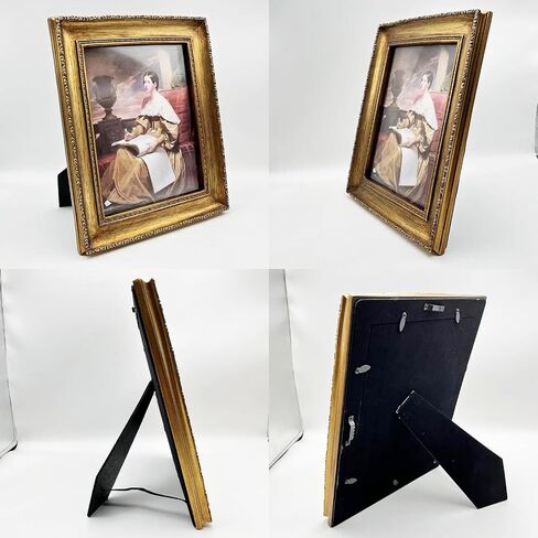 Vintage Picture Frame 8x10 Inch, Antique Ornate Photo Frames with Glass Front, Brushed Design, Tabletop & Wall Hanging, Photo Gallery, Gold in Kuwait