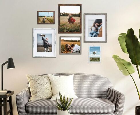 إطار صورة Califortree 5x7 - عرض صور 4x6 مع حصيرة أو 5x7 بدون حصيرة - تثبيت على الحائط أو سطح الطاولة، أسود، 6 عبوات in Kuwait