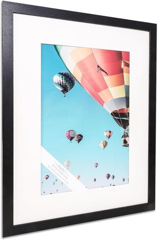 The Display Guys - Black Wooden Minimalist Picture Frames Set - Tempered Glass - 18x24 matted to 12x18 - Wall Hanging - 4-Pack in Saudi Arabia