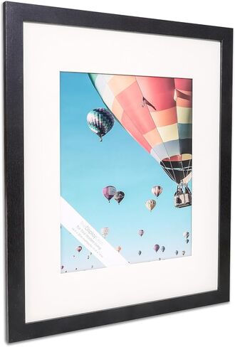 The Display Guys - Black Wooden Minimalist Picture Frames Set - Tempered Glass - 18x24 matted to 12x18 - Wall Hanging - 4-Pack in Saudi Arabia