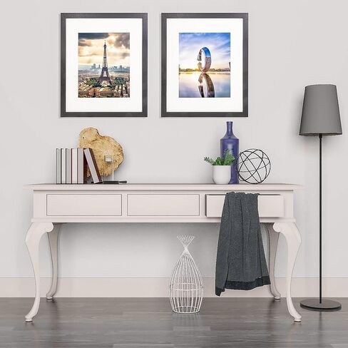 The Display Guys - Black Wooden Minimalist Picture Frames Set - Tempered Glass - 18x24 matted to 12x18 - Wall Hanging - 4-Pack in Saudi Arabia