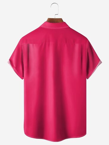 QIVICIMA Men's Retro Bowling Shirts 50s Vintage Button Down Shirts Color Block Active Shirts Flamingo Print Shirt in Saudi Arabia
