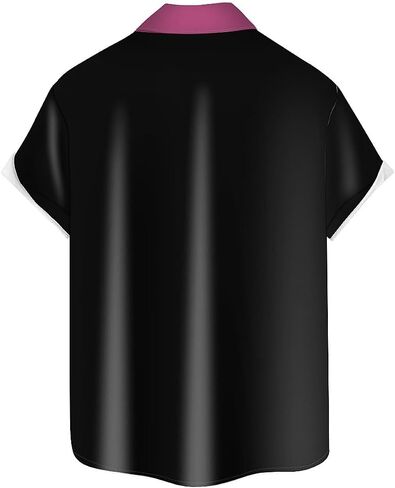 QIVICIMA Men's Retro Bowling Shirts 50s Vintage Button Down Shirts Color Block Active Shirts Flamingo Print Shirt in Saudi Arabia