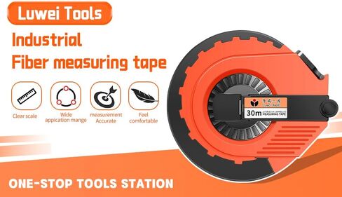 100 FT Tape Measure, Closed Reel Steel Long Tape with Foldable Handle, Nylon Coated, Plastic and Rubber Case in Saudi Arabia