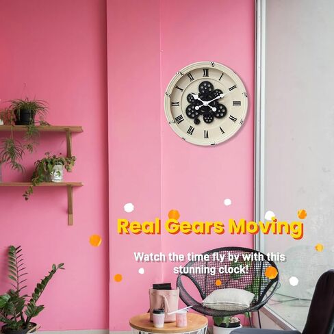 evursua 15.2 بوصة كبيرة والعتاد ساعة التروس الحقيقية تتحرك ساعة الحائط، خمر الجماليات الصناعية Steampunk الفن ديكور المنزل على مدار الساعة، ديكور ساعة الحائط السوداء لغرفة المعيشة ديكور المنزل والمكتب in Kuwait