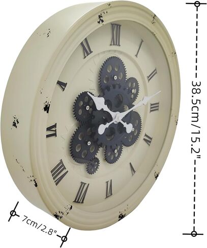 evursua 15.2 بوصة كبيرة والعتاد ساعة التروس الحقيقية تتحرك ساعة الحائط، خمر الجماليات الصناعية Steampunk الفن ديكور المنزل على مدار الساعة، ديكور ساعة الحائط السوداء لغرفة المعيشة ديكور المنزل والمكتب in Kuwait