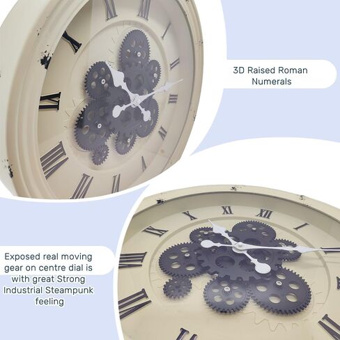 evursua 15.2 بوصة كبيرة والعتاد ساعة التروس الحقيقية تتحرك ساعة الحائط، خمر الجماليات الصناعية Steampunk الفن ديكور المنزل على مدار الساعة، ديكور ساعة الحائط السوداء لغرفة المعيشة ديكور المنزل والمكتب in Kuwait