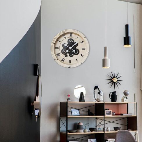 evursua 15.2 بوصة كبيرة والعتاد ساعة التروس الحقيقية تتحرك ساعة الحائط، خمر الجماليات الصناعية Steampunk الفن ديكور المنزل على مدار الساعة، ديكور ساعة الحائط السوداء لغرفة المعيشة ديكور المنزل والمكتب in Kuwait