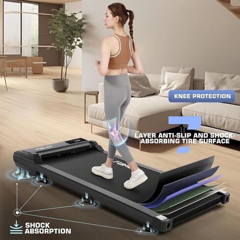 FUNMILY Walking Pad Treadmill 300 lb Capacity Under Desk Treadmill, 2.5hp Portable Treadmills for Home Office Small Running, 2 in 1 Working Walking Jogging Machine with Shock Absorption, LED Display in Saudi Arabia