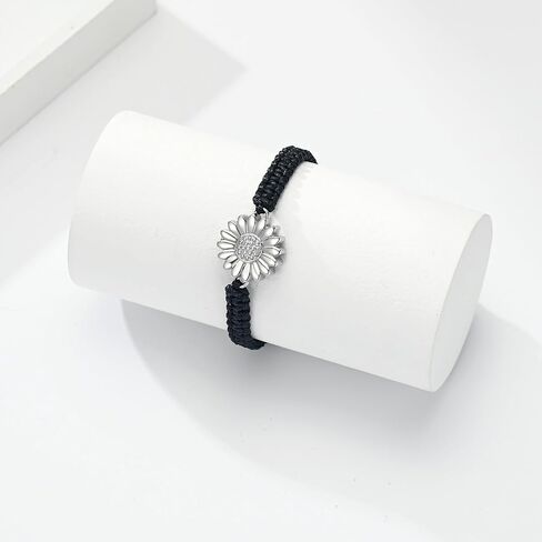 zeqingjw Sunflower Urn Bracelet for Ashes for Women Ashes Holder Urn Jewelry Black Braided Rope Adjustable Cremation Bangle Memorial Ashes Keepsake Jewelry in Saudi Arabia
