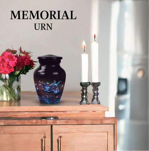 Butterfly Urns - Black Urn - Ash Keepsake - Tiny Urn - Urns with Butterflies - Adult Urns for Human Ashes Women - Memorial Keepsakes for Ashes - Small Ashes Keepsake (Size-3nch,1pcs), Natural in Saudi Arabia