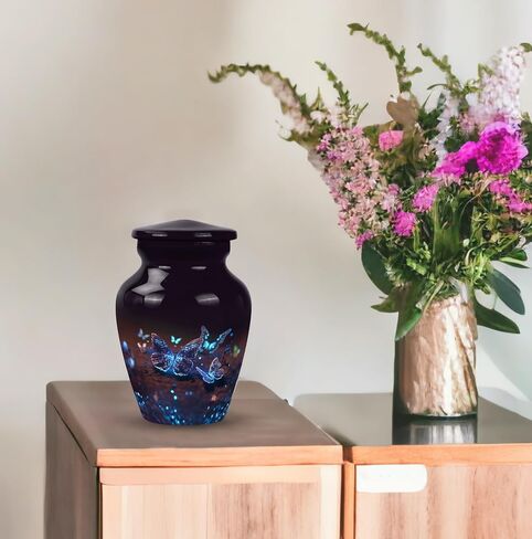 Butterfly Urns - Black Urn - Ash Keepsake - Tiny Urn - Urns with Butterflies - Adult Urns for Human Ashes Women - Memorial Keepsakes for Ashes - Small Ashes Keepsake (Size-3nch,1pcs), Natural in Saudi Arabia