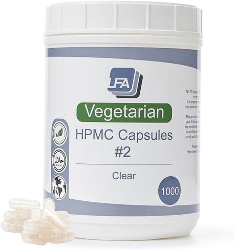 Empty Capsules Size 2 - Clear Vegan HPMC - 120 Count Jar - Fits Capsule Machine Filling Tray - Joined Vegetarian Caps Easy Snap for DIY Powder Supplement Pills - Halal Kosher Hypromellose in Saudi Arabia