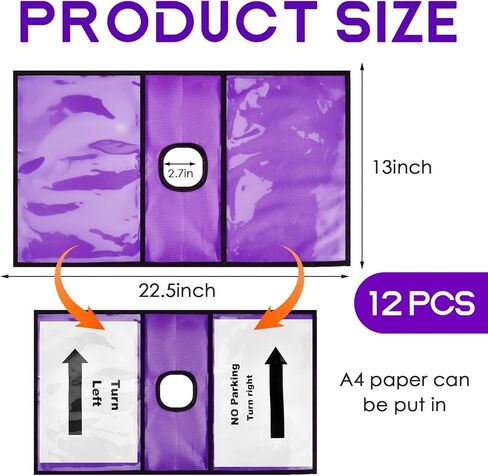 Xuhal 12 قطعة من الأكمام المخروطية المرورية للتحذير، إشارات المرور الآمنة، رسالة مخروطية، أغطية مخروطية المرور، علامة تحذير للنشاط الرياضي لإشارات المرور على الطرق الخارجية للمدرسة (أرجواني) in Kuwait