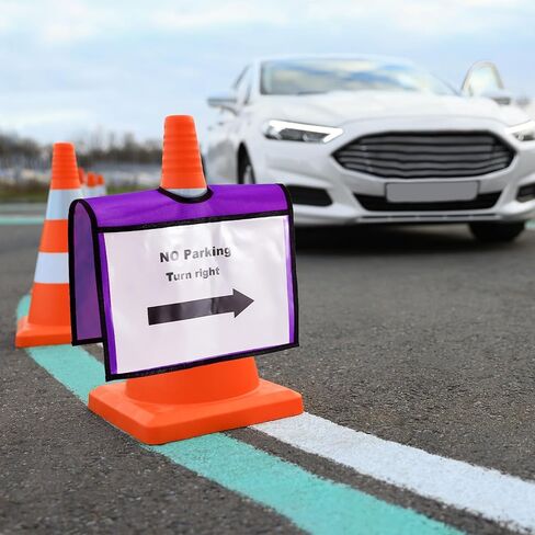 Xuhal 12 قطعة من الأكمام المخروطية المرورية للتحذير، إشارات المرور الآمنة، رسالة مخروطية، أغطية مخروطية المرور، علامة تحذير للنشاط الرياضي لإشارات المرور على الطرق الخارجية للمدرسة (أرجواني) in Kuwait