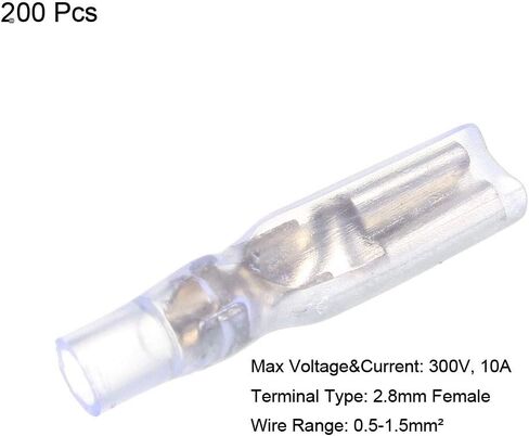 uxcell 200pcs 2.8mm Wire Terminals Connector Quick Splice Female Spade Connect with Insulating Sleeve in Saudi Arabia