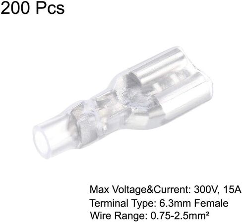 uxcell 200pcs 6.3mm Wire Terminals Connector Quick Splice Female Spade Connect with Insulating Sleeve in Saudi Arabia