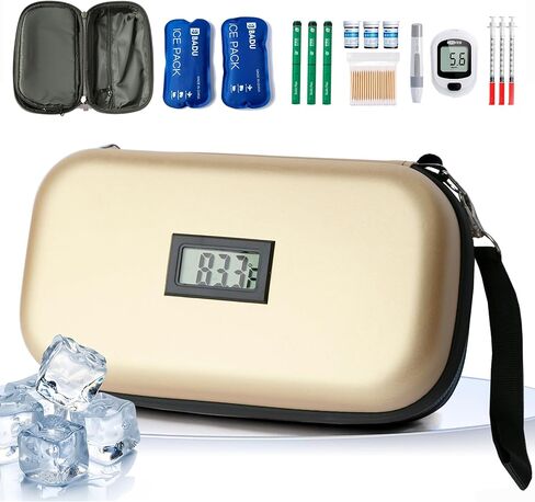24-Hour Insulin Cooler Travel Case TSA Approved Medication Diabetic Cooler for Daily Life Trip with Thermometer Temperature Display Refrigerated Medicine Organizer Bag includes 2 Ice Packs(Pink) in Saudi Arabia