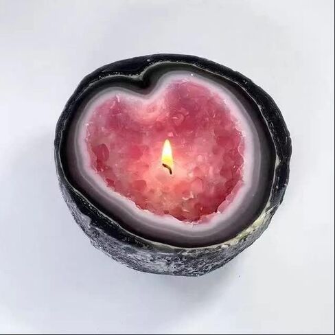 Halloween Crystal cave Candle Holder Crystal cave is Made of Vintage Resin Crafts Suitable for Home Tabletop Decorations Candlelight Decorations add Atmosphere Valentine's Day Gift (Small - Pink) in Saudi Arabia