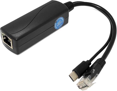 REVODATA Gigabit Type C PoE Splitter 5V/4A، PoE 48V إلى USB-C 5V/4A Output، Comply IEEE802.3af/at، التكيف 10/100/1000Mbps، موزع محول PoE للمنزل الذكي/Pi 4B/4B+ (TYPEC0504G) in Kuwait