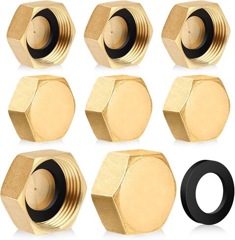 Jeffdad 6 Pcs Brass Blanking Nut Cap, 3/4" Female Blanking Stop Cap with Washers, Plumbing Fittings for Washing Machine Radiator Valve Faucets Tap(3/4 inch) in Saudi Arabia