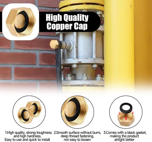 Jeffdad 6 Pcs Brass Blanking Nut Cap, 3/4" Female Blanking Stop Cap with Washers, Plumbing Fittings for Washing Machine Radiator Valve Faucets Tap(3/4 inch) in Saudi Arabia