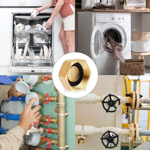 Jeffdad 6 Pcs Brass Blanking Nut Cap, 3/4" Female Blanking Stop Cap with Washers, Plumbing Fittings for Washing Machine Radiator Valve Faucets Tap(3/4 inch) in Saudi Arabia