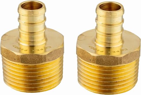 (Pack of 2) EFIELD Pex 3/4 Inch x 1 Inch NPT Male Adapter Brass Barb Crimp Fittings, ASTM F1807 in Kuwait