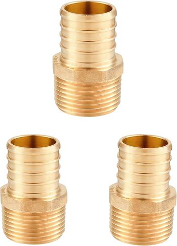 (Pack of 2) EFIELD Pex 3/4 Inch x 1 Inch NPT Male Adapter Brass Barb Crimp Fittings, ASTM F1807 in Saudi Arabia