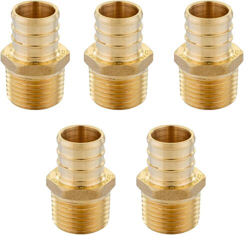(Pack of 2) EFIELD Pex 3/4 Inch x 1 Inch NPT Male Adapter Brass Barb Crimp Fittings, ASTM F1807 in Saudi Arabia