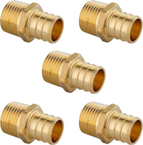 (Pack of 2) EFIELD Pex 3/4 Inch x 1 Inch NPT Male Adapter Brass Barb Crimp Fittings, ASTM F1807 in Saudi Arabia