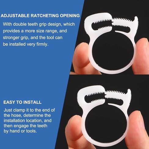uxcell 2 Pcs Double Snap Grip Hose Clamps, Plastic 16.9-19 Mm/0.67-0.75 Inches Inner Dia Adjustable Several Ratcheting Tubing Clamp for Home, White in Saudi Arabia