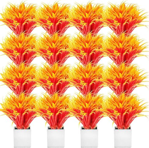 Giegxin 24 Bundles Artificial Fall Leaves Grass Stems for Home Decor UV Resistant Artificial Fall Plants Fake Autumn Grasses Artificial Shrubs Fake Outdoor Greenery for Autumn House Outdoor Porch in Saudi Arabia