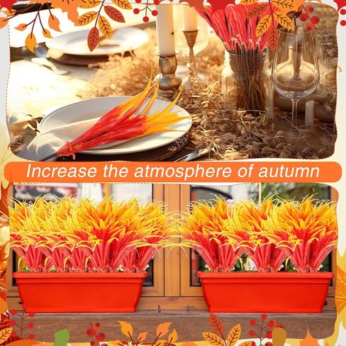 Giegxin 24 Bundles Artificial Fall Leaves Grass Stems for Home Decor UV Resistant Artificial Fall Plants Fake Autumn Grasses Artificial Shrubs Fake Outdoor Greenery for Autumn House Outdoor Porch in Saudi Arabia