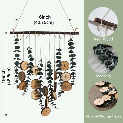 Artificial Eucalyptus Wall Decor Fake Greenery Leaves Stems Wall Hanging Plants 16.5 inch Wooden Stick Boho Rustic Farmhouse Decor for Bedroom Kitchen Dining Room Bathroom Wedding Nursery Office in Saudi Arabia