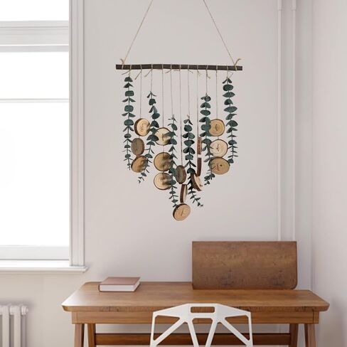 Artificial Eucalyptus Wall Decor Fake Greenery Leaves Stems Wall Hanging Plants 16.5 inch Wooden Stick Boho Rustic Farmhouse Decor for Bedroom Kitchen Dining Room Bathroom Wedding Nursery Office in Saudi Arabia