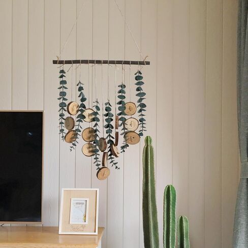 Artificial Eucalyptus Wall Decor Fake Greenery Leaves Stems Wall Hanging Plants 16.5 inch Wooden Stick Boho Rustic Farmhouse Decor for Bedroom Kitchen Dining Room Bathroom Wedding Nursery Office in Saudi Arabia