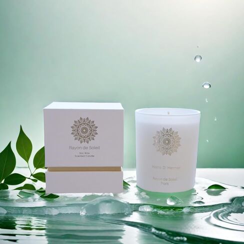 Scented Candle in Matt Glass (White) - Herre D'Hermes - Luxurious Box - 7.1 Oz - Gifts for Anniversaries, Birthdays, Housewarmings, and More - 40 Hrs Burn Time - Aesthetic Soy Candle Gift Set in Saudi Arabia