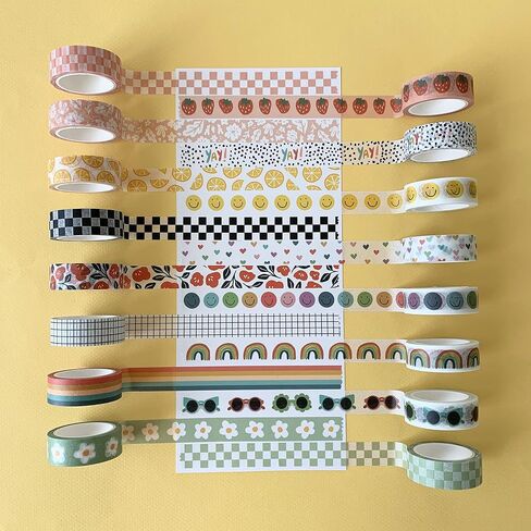 Washi Tape Set of 16 Rolls of 15 mm Wide Washy Tape Cute Decorative Tape for Journaling, Scrapbooking, Crafts, Bullet Journals, Planners, DIY Decor & Craft Supplies for Adults & Kids (Meadow) in Saudi Arabia