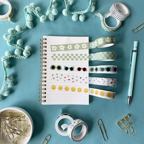 Washi Tape Set of 16 Rolls of 15 mm Wide Washy Tape Cute Decorative Tape for Journaling, Scrapbooking, Crafts, Bullet Journals, Planners, DIY Decor & Craft Supplies for Adults & Kids (Meadow) in Saudi Arabia