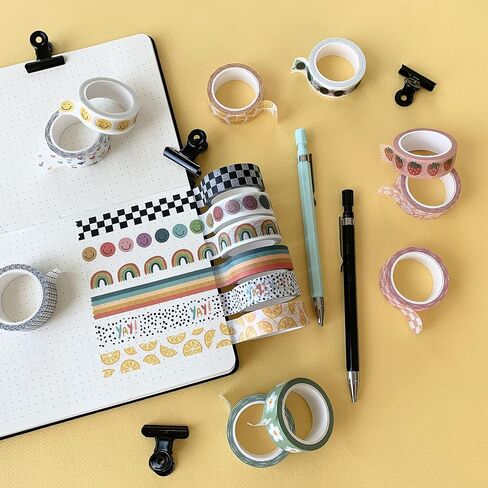 Washi Tape Set of 16 Rolls of 15 mm Wide Washy Tape Cute Decorative Tape for Journaling, Scrapbooking, Crafts, Bullet Journals, Planners, DIY Decor & Craft Supplies for Adults & Kids (Meadow) in Saudi Arabia