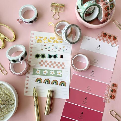 Washi Tape Set of 16 Rolls of 15 mm Wide Washy Tape Cute Decorative Tape for Journaling, Scrapbooking, Crafts, Bullet Journals, Planners, DIY Decor & Craft Supplies for Adults & Kids (Meadow) in Saudi Arabia