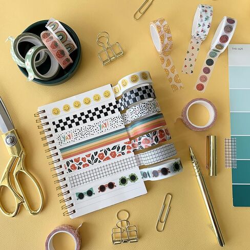 Washi Tape Set of 16 Rolls of 15 mm Wide Washy Tape Cute Decorative Tape for Journaling, Scrapbooking, Crafts, Bullet Journals, Planners, DIY Decor & Craft Supplies for Adults & Kids (Meadow) in Saudi Arabia