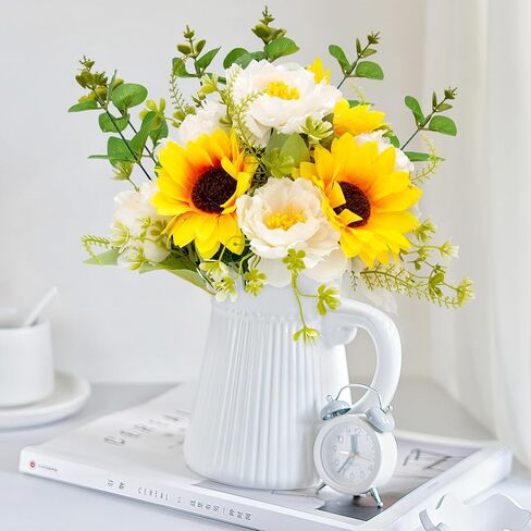 Artificial Sunflower Bouquets, 2 Bunches Fake Flowers with Sunflowers and White Peonies for Home Wedding Summer Decor, Arrangement Table Centerpieces Indoor, DIY Garden Outdoor Art DéCor in Saudi Arabia